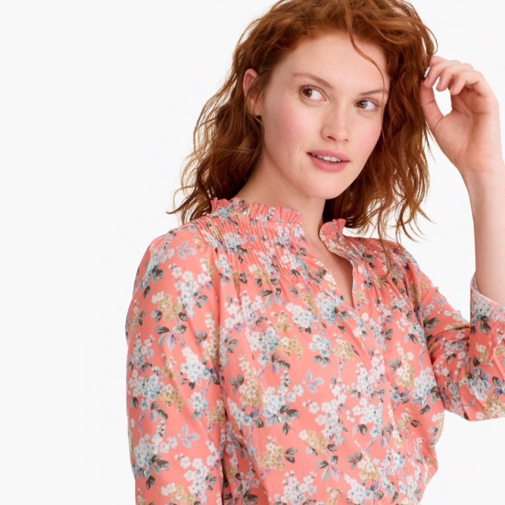 JCREW Classic Ruffle Popover Shirt NWT 12 Floral